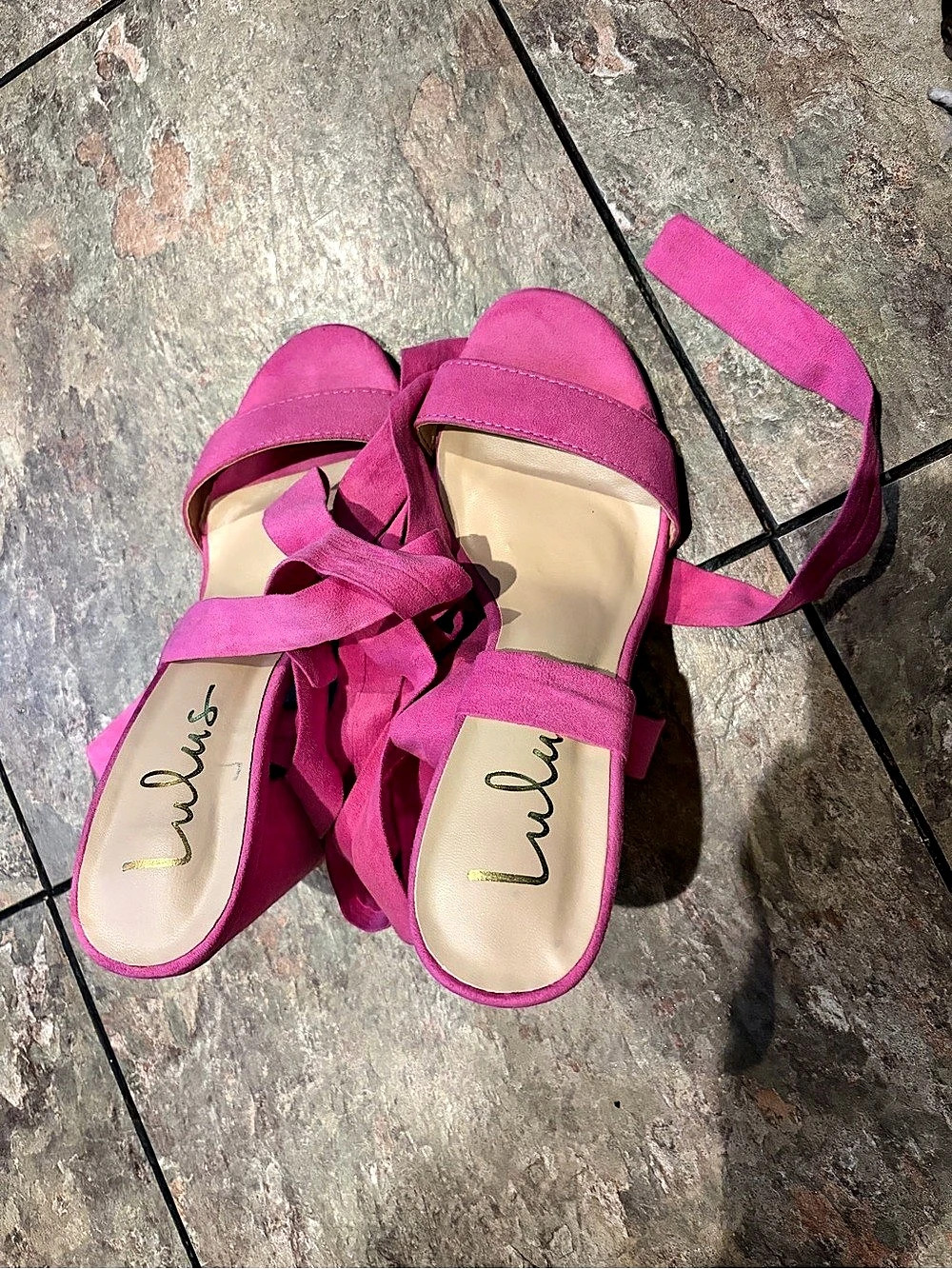 Lulus Alta Orchid Suede Lace-Up Heels